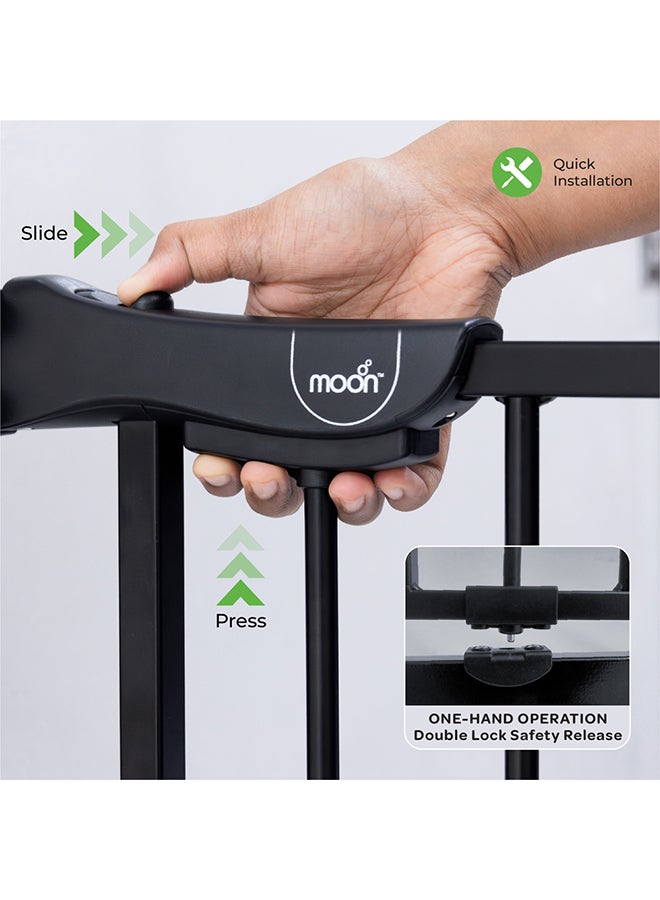 Moon Secura Baby Safety Gate 76 - 80 CM - Auto Lock Barrier With 30 CM Extension - Black  - Image 5