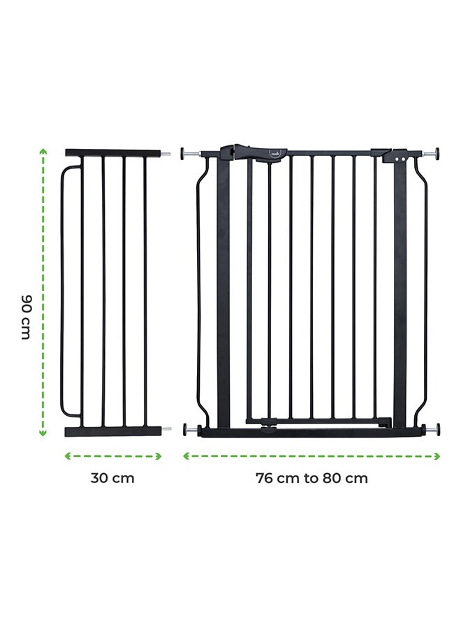 Moon Secura Baby Safety Gate 76 - 80 CM - Auto Lock Barrier With 30 CM Extension - Black  - Image 2