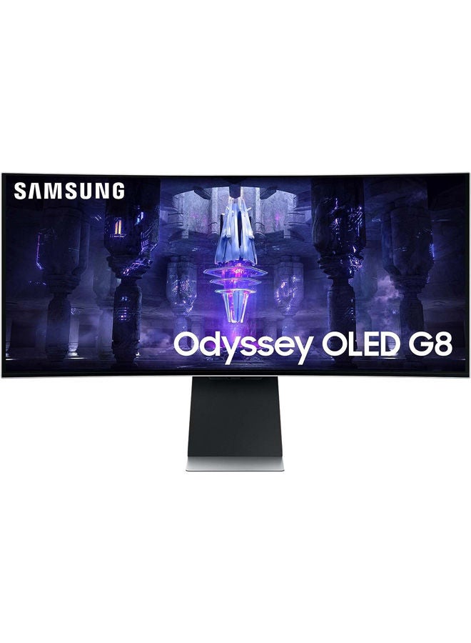 Samsung - Samsung 34 Inch Odyssey OLED G8 175Hz Curved Smart Gaming Monitor Silver - Image 1
