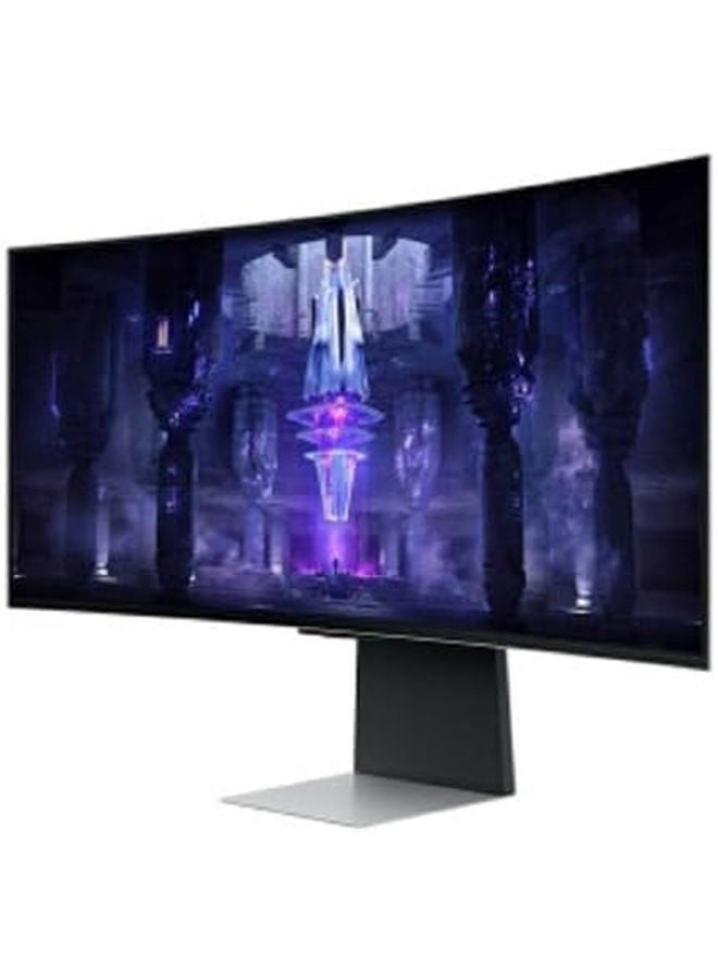 Samsung - Samsung 34 Inch Odyssey OLED G8 175Hz Curved Smart Gaming Monitor Silver - Image 1