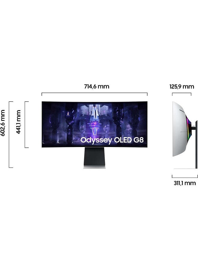 Samsung - Samsung 34 Inch Odyssey OLED G8 175Hz Curved Smart Gaming Monitor Silver - Image 1