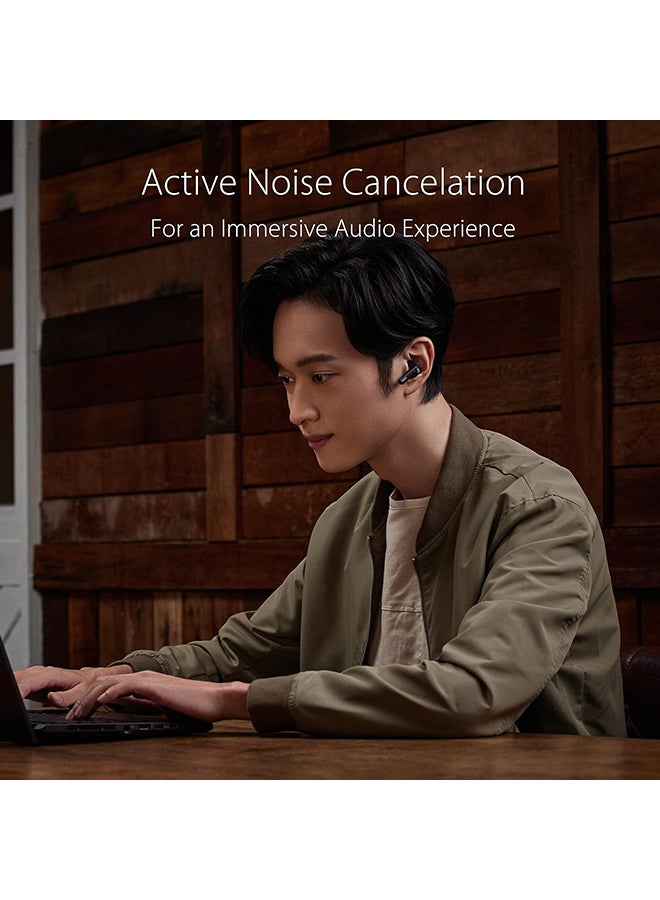 أسوس - سماعات الرأس ASUS ROG Cetra True اللاسلكية للألعاب (سماعات أذن بلوتوث منخفضة الكمون، إلغاء الضوضاء النشط، عمر البطارية 27 ساعة، مقاومة الماء IPX4، الشحن اللاسلكي) - أسود - Image 1