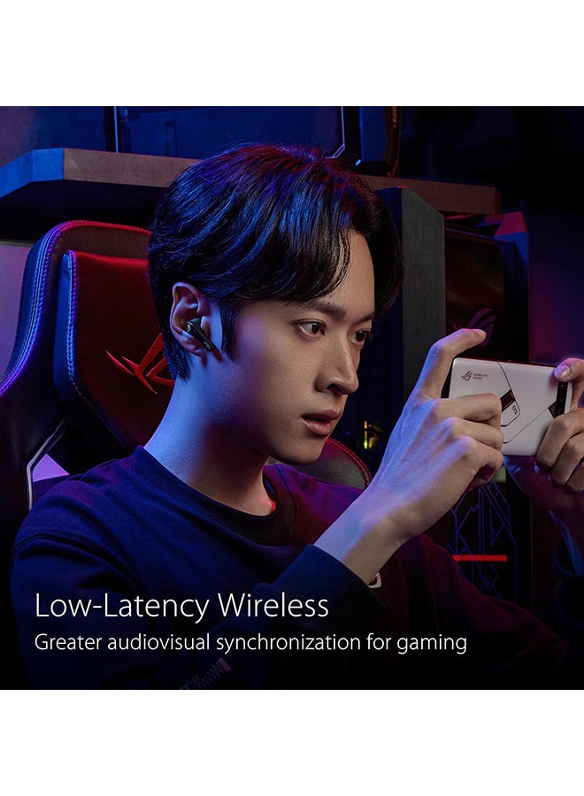 أسوس سماعات الرأس ASUS ROG Cetra True اللاسلكية للألعاب (سماعات أذن بلوتوث منخفضة الكمون، إلغاء الضوضاء النشط، عمر البطارية 27 ساعة، مقاومة الماء IPX4، الشحن اللاسلكي) - أسود  - Image 5