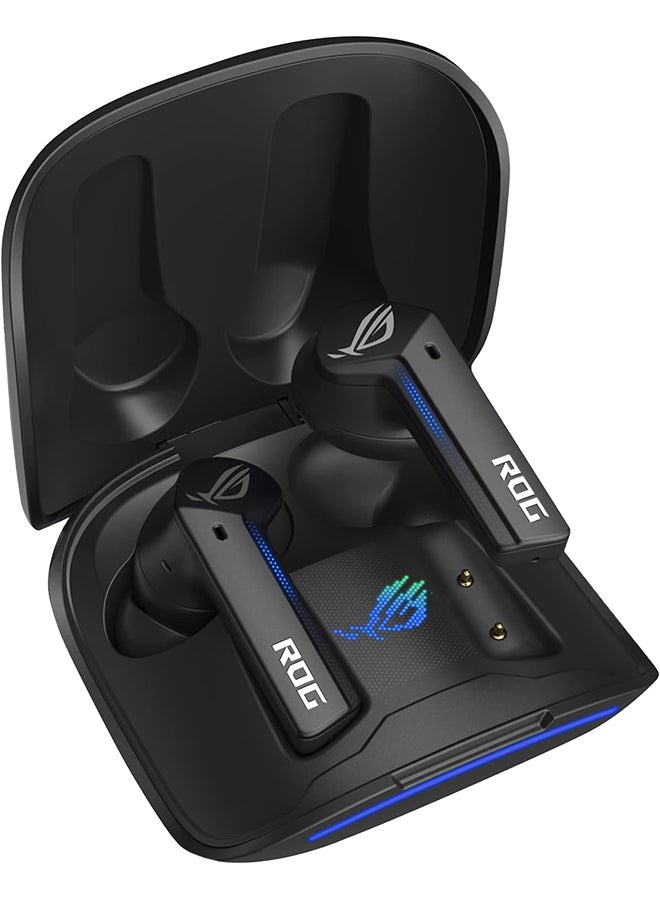 أسوس سماعات الرأس ASUS ROG Cetra True اللاسلكية للألعاب (سماعات أذن بلوتوث منخفضة الكمون، إلغاء الضوضاء النشط، عمر البطارية 27 ساعة، مقاومة الماء IPX4، الشحن اللاسلكي) - أسود  - Image 1
