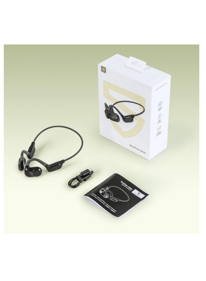SoundPEATS - SoundPEATS Runfree Lite2 Open-Ear Headphones Bluetooth, Air Conduction Wireless Earphones, 16.2mm Driver Enhanced Bass, 2-Mic Clear Calls, Comfort Fit, Bluetooth 5.3 Headphones, for Sports & Work, APP black - Image 1