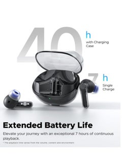 SoundPEATS SoundPEATS Clear Wireless Earbuds, In-ear Earphones Bluetooth 5.3, 40 Hours Playback Time, 12mm Driver Bluetooth Earphones and Dual Microphone with ENC for Clear Calls, Game Mode, App Control black  - Image 4