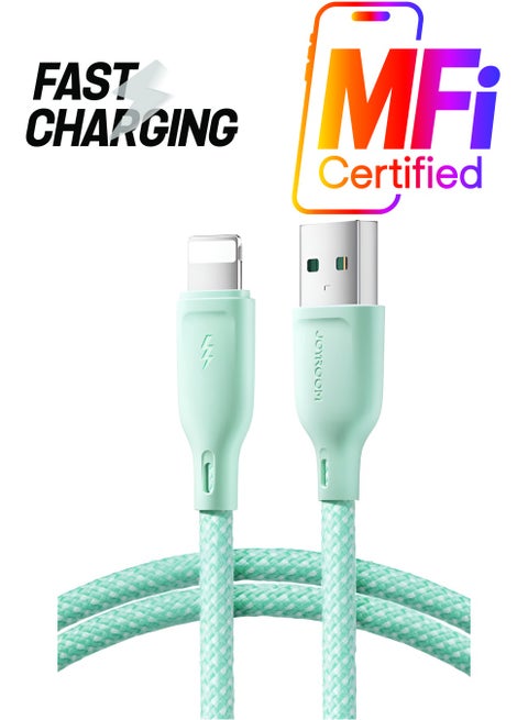 3A Fast Charging Multi-Color Series USB To Lightning Data Cable For iPhone Series 15 14 13 12 11 X, 1M Green