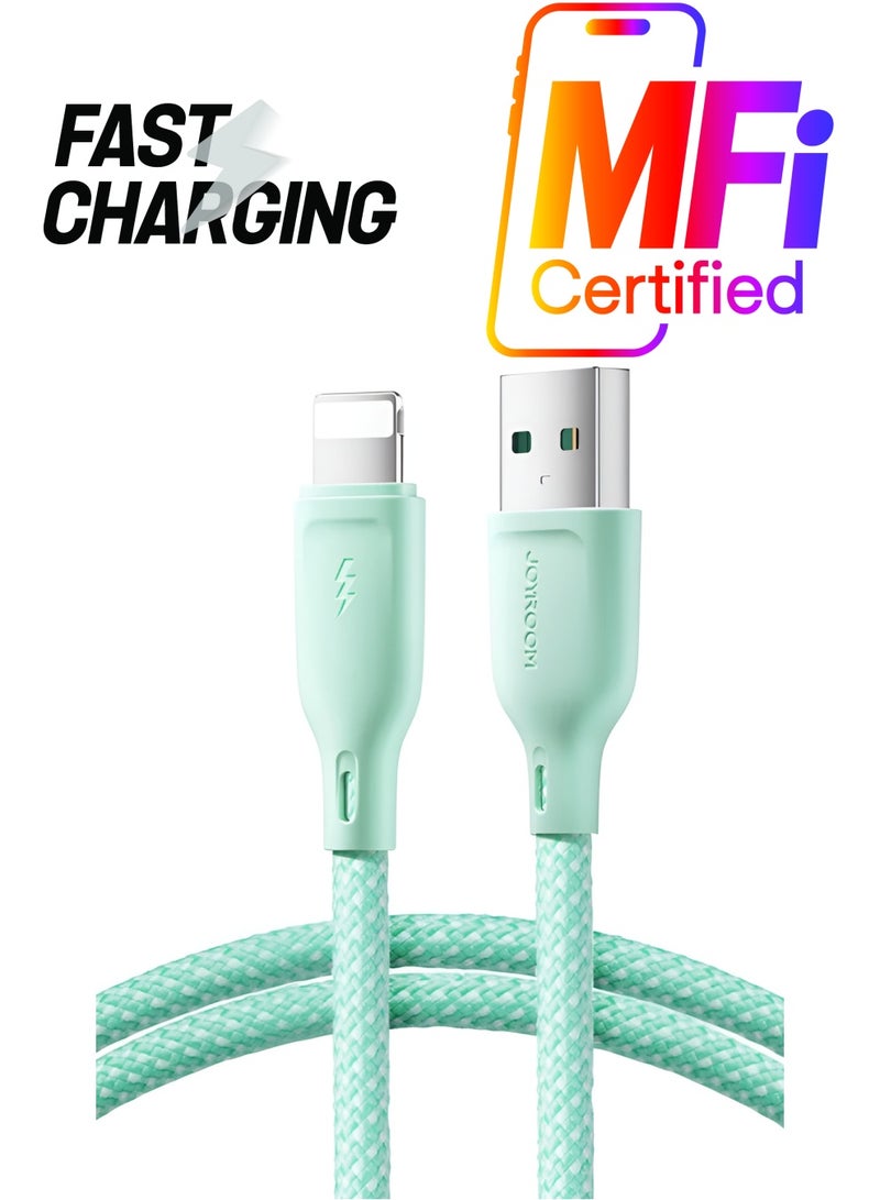 JOYROOM - 3A Fast Charging Multi-Color Series USB To Lightning Data Cable For iPhone Series 15 14 13 12 11 X, 1M Green - Image 1