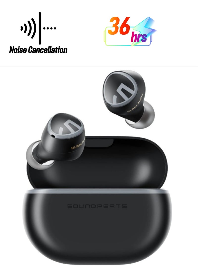 SoundPEATS SoundPEATS Mini HS Wireless Earbuds - Hi-Res Audio with LDAC, AI Noise Cancelling Mic, Multipoint Connection, 36 Hours, Bluetooth 5.3 Earphones, HiFi Stereo Sound Lightweight for Sports Running black  - Image 1