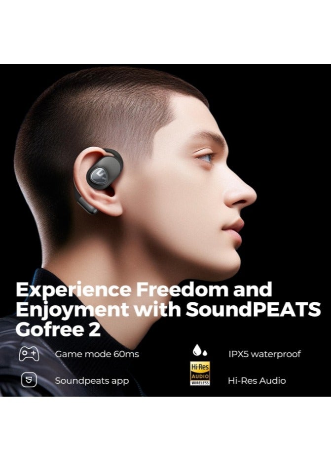 SoundPEATS GoFree 2 Bluetooth Headphones 5.3 Bluetooth Sport Earphones with Ear Hooks Hi-Res Audio LDAC Codec, 16.2 mm Multipoint Driver, Lightweight Open Ear Design 4 Microphones 35 Hours black - pnsku/N70082141V/45/_/1717151729/d26f93a4-28c7-4a63-8fbd-7e7274a28d4e