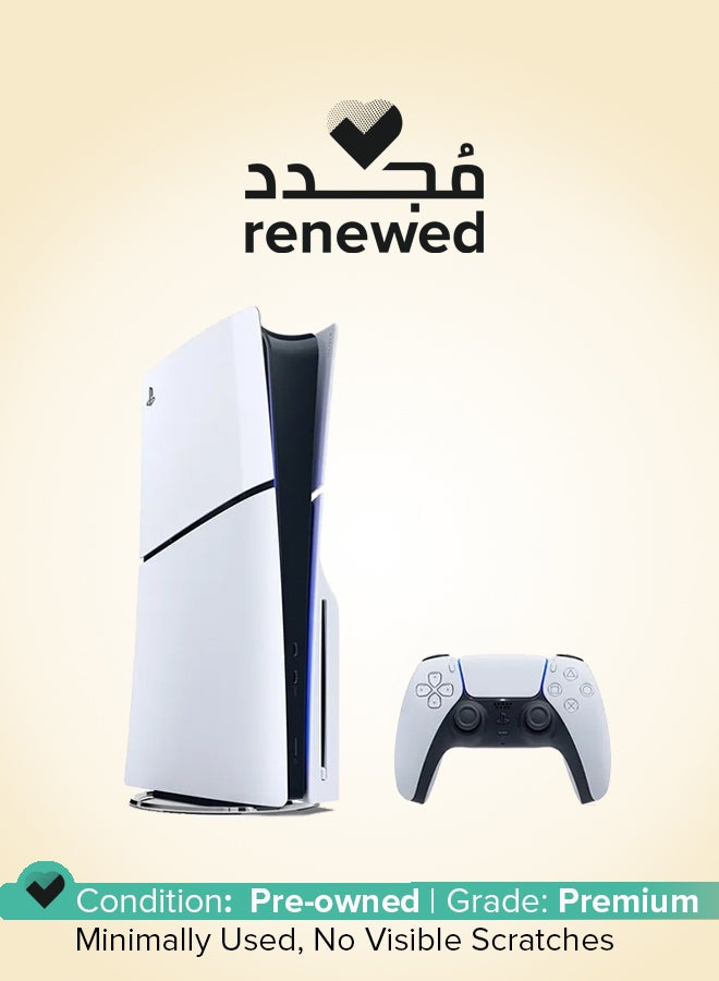 سوني - تم تجديده - إصدار قرص وحدة التحكم PlayStation 5 Slim مع وحدة التحكم - الطراز الجديد 2023 (الإصدار الدولي) - Image 1
