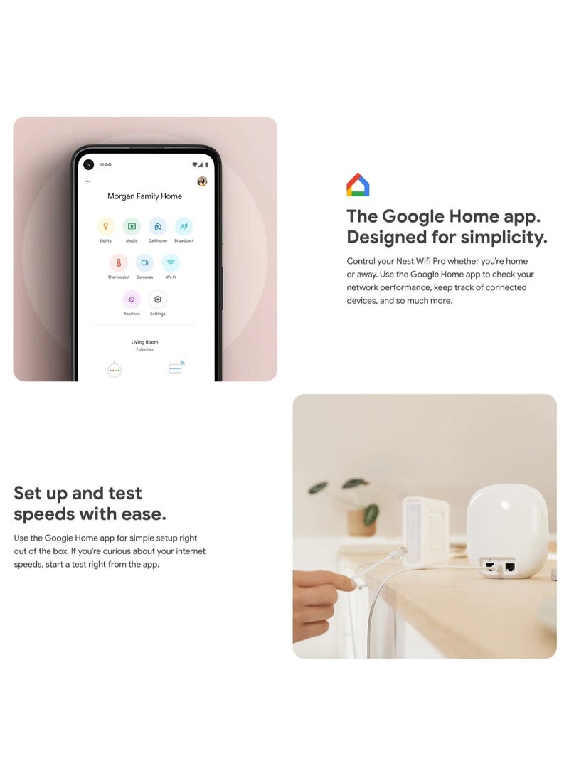 Google - Nest Wifi Pro, tri-band Wi-Fi 6E, 4-pack Snow - Image 1