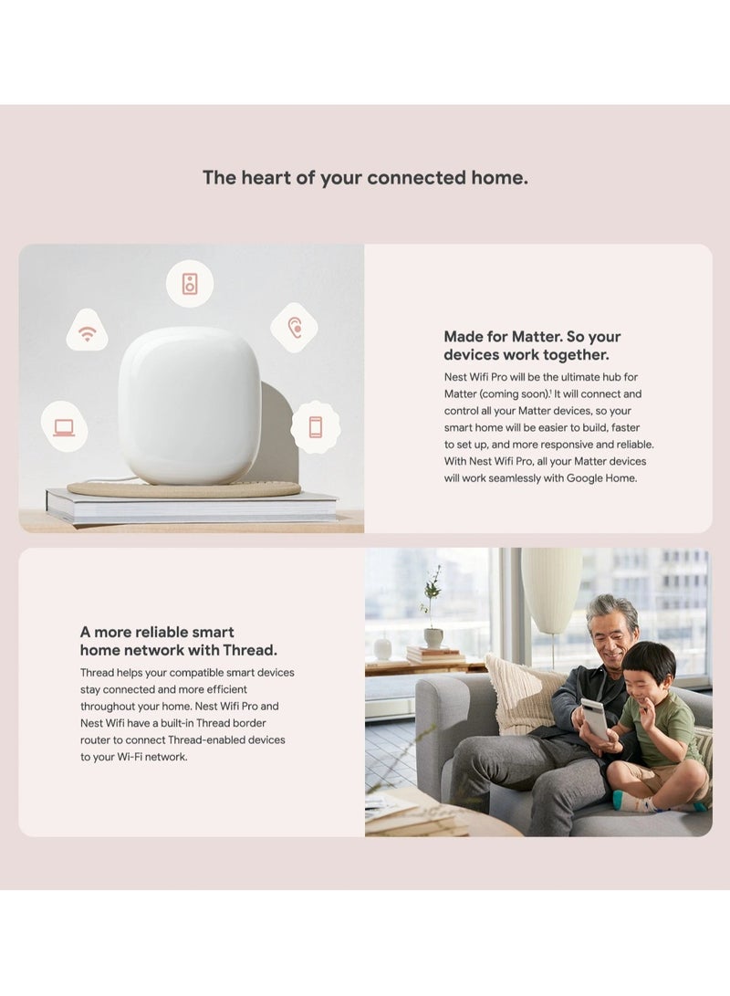 Google - Nest Wifi Pro, tri-band Wi-Fi 6E, 4-pack Snow - Image 1