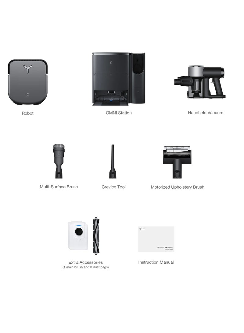 ecovacs - DEEBOT X2 Combo,All-in-One Cleaning Hub,8700Pa,60°C Hot Water Washing,15mm Auto-Mop Lift,9.5cm Ultra-thin,Dual Laser LiDAR,90 Days Dust Auto Empty,YIKO 2.0,6400 mAH Big Battery-Black 4 L 65 W DEX86 Black - Image 1