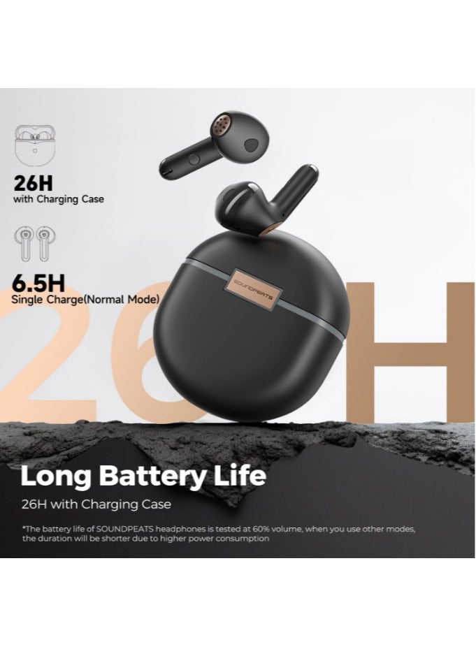 SoundPEATS - Air4 Wireless Earbuds with Adaptive Active Noise Cancellation, Earphones Bluetooth 5.3, Qualcomm QCC3071 aptX Lossless, 6 Mics for AI-Enhanced Calls, 26 Hours Battery, APP Control Black - Image 1