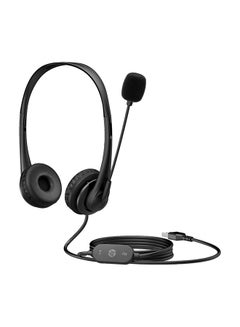 HP Stereo USB G2 Wired Headset, Durable Vegan Leather Earcups For All-Day Comfort, Noise-Cancelling Mic, In-Line Volume Controls, Adjustable Head Strap, USB-A Connection, 428K6AA Black  - Image 2