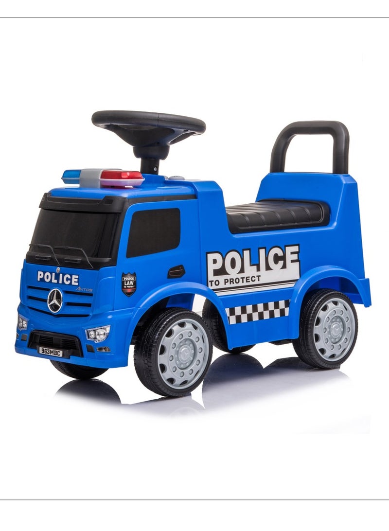 مون مرسيدس بنز رخصة شرطة - سيارة ركوب على الأرض للأطفال من 12 إلى 36 شهرًا - أزرق - Image 1