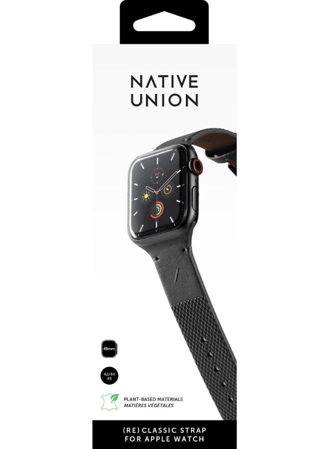 Native Union (Re)Classic Band For Apple Watch Ultra / 42 / 44 / 45mm Models - Elegant Textured Leather Band, Comfortable All-Day Wear, Eco-Friendly, Stain Resistant, Secure Attachment - Black - Image 4