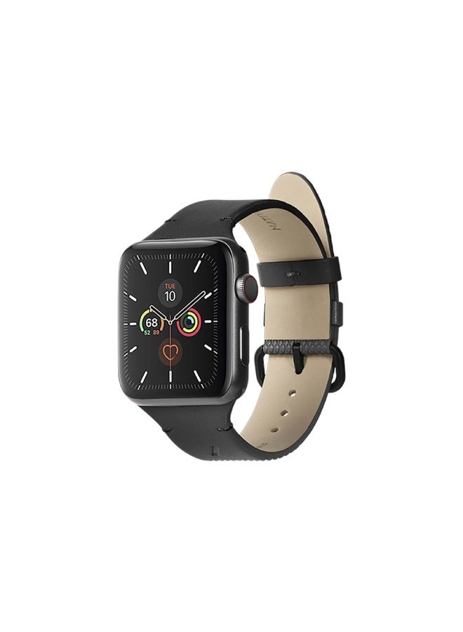 Native Union (Re)Classic Band For Apple Watch Ultra / 42 / 44 / 45mm Models - Elegant Textured Leather Band, Comfortable All-Day Wear, Eco-Friendly, Stain Resistant, Secure Attachment - Black - Image 3