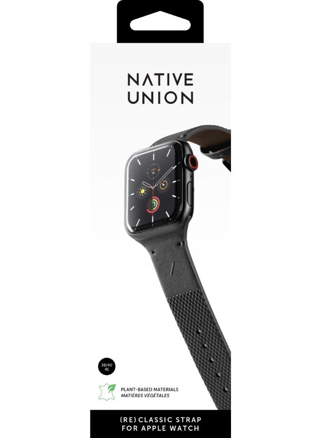 Native Union (Re)Classic Band for Apple Watch 38 / 40 / 41mm Models - Elegant Textured Leather Band, Comfortable All-Day Wear, Eco-Friendly, Stain Resistant, Secure Attachment - Black - Image 4