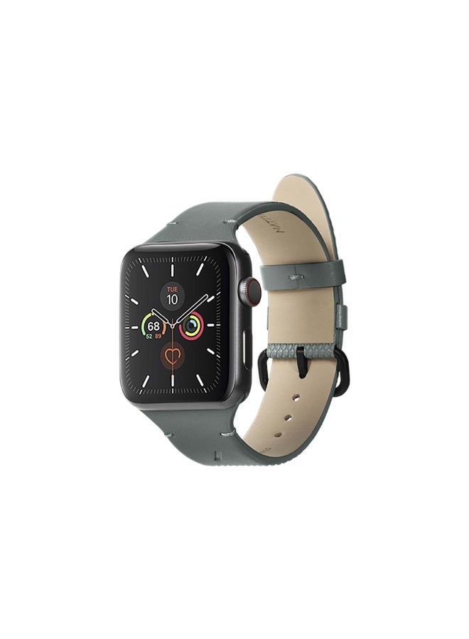 Native Union (Re)Classic Band For Apple Watch Ultra / 42 / 44 / 45mm Models - Elegant Textured Leather Band, Comfortable All-Day Wear, Eco-Friendly, Stain Resistant, Secure Attachment - Slate Green - Image 4