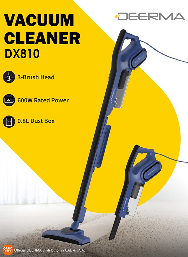 Deerma Floor Handheld Vacuum Cleaner With HEPA Filter 16000 Pa Strong Suction Power Blanket Dust 0.8 L 600 W DX810 Blue  - Image 1