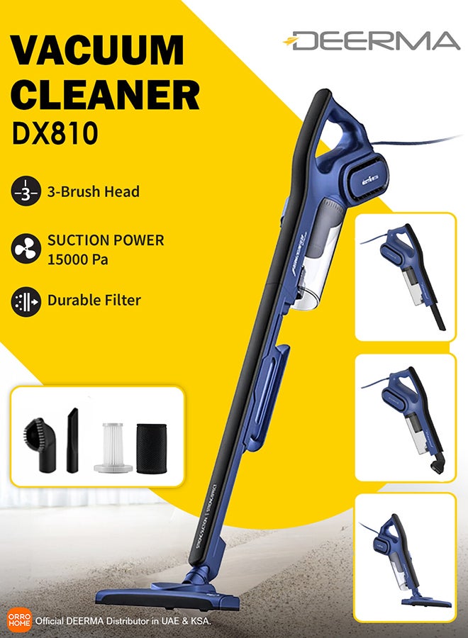 Deerma Floor Handheld Vacuum Cleaner With HEPA Filter 16000 Pa Strong Suction Power Blanket Dust 0.8 L 600 W DX810 Blue - Image 1