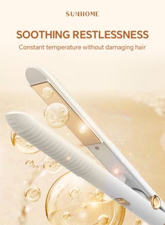 Sunhome Professional Mini Hair Straightener Small Flat Irons For Short Hair Curls Bangs Travel Flat Iron White/Gold  - Image 4