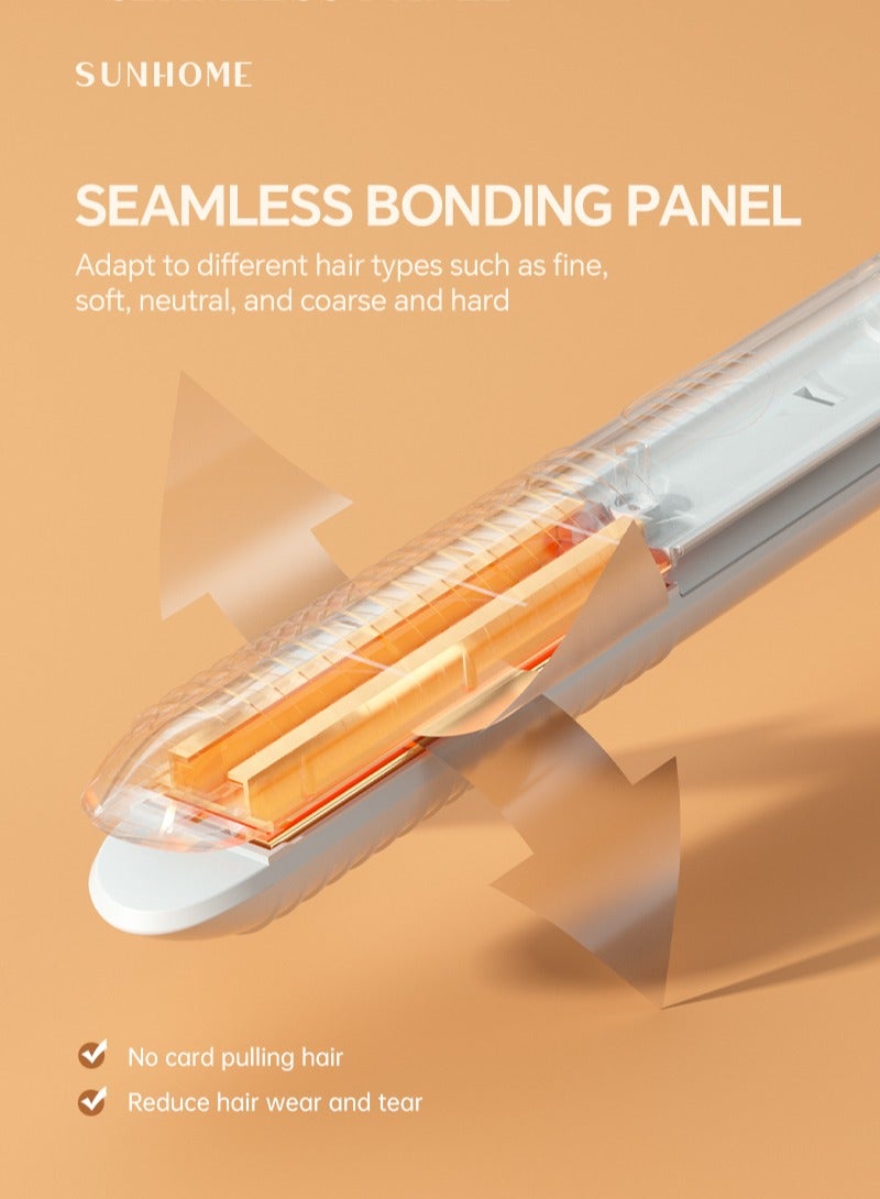 صن هوم مكواة شعر مصغرة احترافية مكواة مسطحة صغيرة للشعر القصير والتجاعيد والبانغس للسفر باللون الأبيض/الذهبي - Image 5