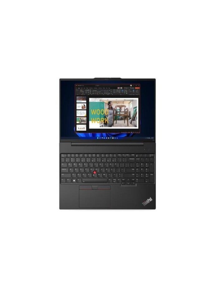 Lenovo ThinkPad E16, i7-1355U,8GB Base DDR4,512GB SSDM.2 2242NVMe,Integrated,No OS,16.0" WUXGA AG 300nits,FHD RGB Cam,Generic 2x2AX+BT,Y-FPR,3Cell 47Whr,65W USB-C3PIN-UK, w/NumPad,Bag English/Arabic Black  - Image 3