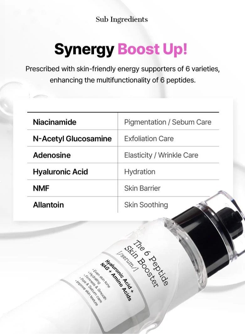 6 Peptide Skin Booster Serum Skin Renewal Boosting Facial Essence Niacinamide & Hyaluronic Acid For All Skin Types Korean Skincare Paraben Free 150ml - pnsku/N70082493V/45/_/1717399910/9a7b60dd-a61b-4096-9b12-dd37484540c8