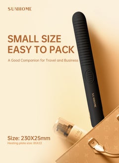 Sunhome Professional Mini Hair Straightener Small Flat Irons For Short Hair Curls Bangs Travel Flat Iron Black/Gold  - Image 3