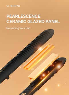 Sunhome Professional Mini Hair Straightener Small Flat Irons For Short Hair Curls Bangs Travel Flat Iron Black/Gold  - Image 4