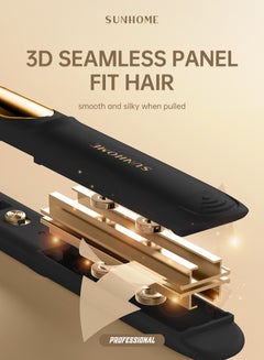 Sunhome Professional Mini Hair Straightener Small Flat Irons For Short Hair Curls Bangs Travel Flat Iron Black/Gold  - Image 5