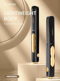 Sunhome Professional Mini Hair Straightener Small Flat Irons For Short Hair Curls Bangs Travel Flat Iron Black/Gold  - Image 2
