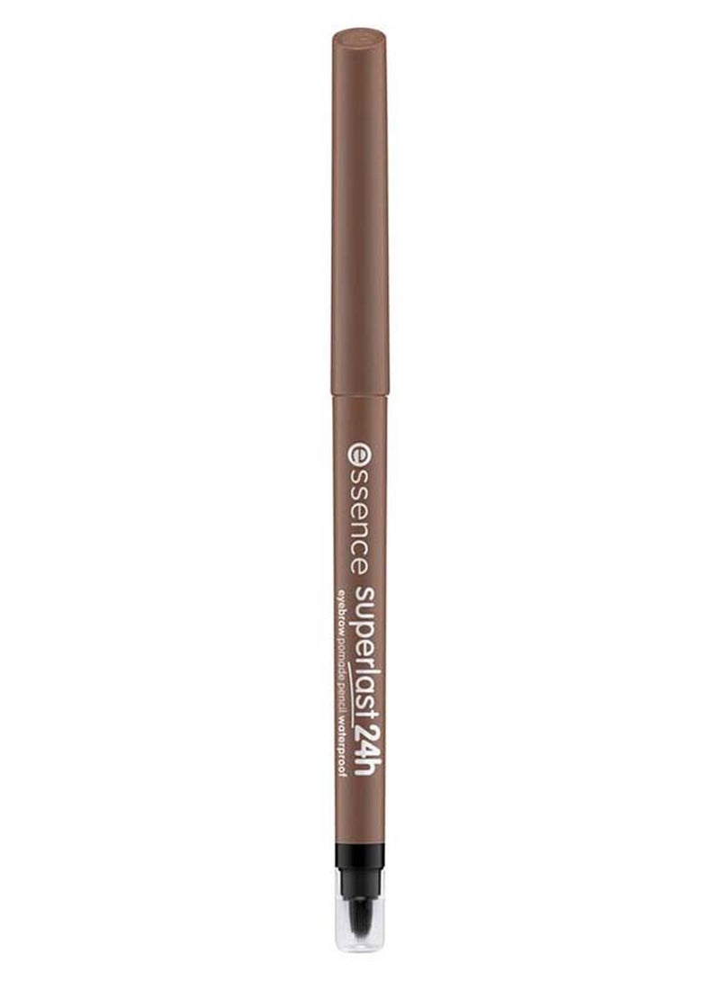 Essence Superlast 24H Eyebrow Pomade Pencil Waterproof | 20 Brown | Long Lasting Brow Pencil with Sharpener & Silicone Brush | Defines & Shapes Brows for Natural Finish | Smooth Application | 0.31g Brown