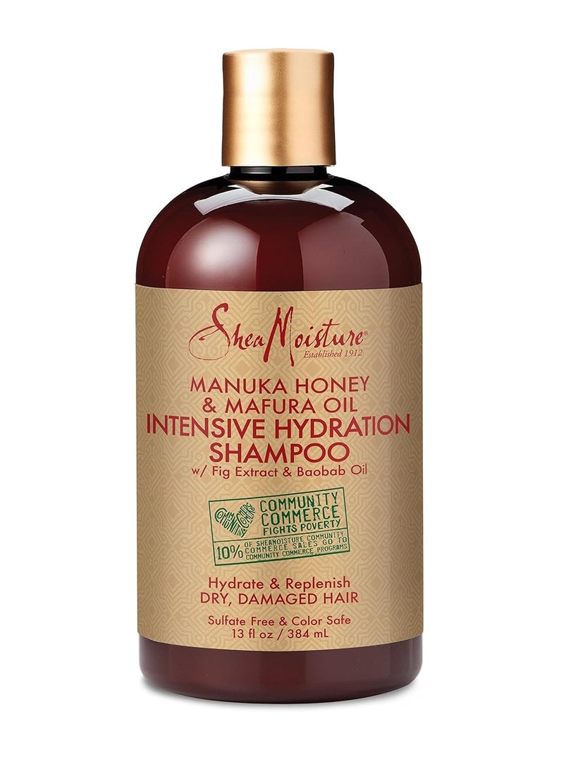 SheaMoisture Intensive Hydration Shampoo for Dry, Damaged Hair Manuka Honey and Mafura Oil Sulfate-Free 13 oz - Image 1