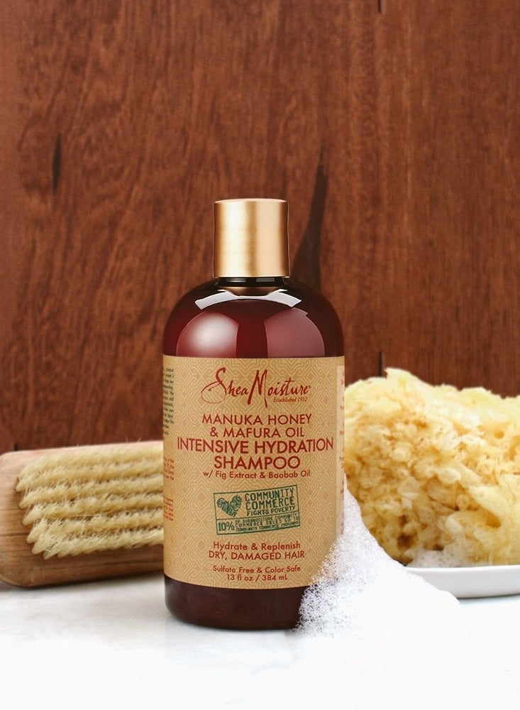 SheaMoisture Intensive Hydration Shampoo for Dry, Damaged Hair Manuka Honey and Mafura Oil Sulfate-Free 13 oz - Image 2