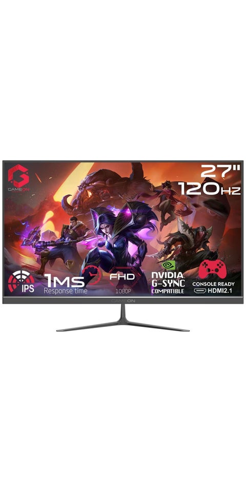 شاشة ألعاب 27 بوصة، شاشة كمبيوتر FHD 1080P 120 هرتز IPS 1 مللي ثانية، شاشة IPS عريضة، HDMI 2.1 سريع ومنفذ عرض VGA ومكبرات صوت مدمجة تدعم PS5