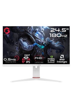 Gaming Monitor GOA24FHD180IPS Artic Pro Series 24" Inch FHD, 180Hz, MPRT 0.5ms, Fast IPS HDMI Port Support Adaptive Sync Game Modes RGB Elements VESA PS5 White