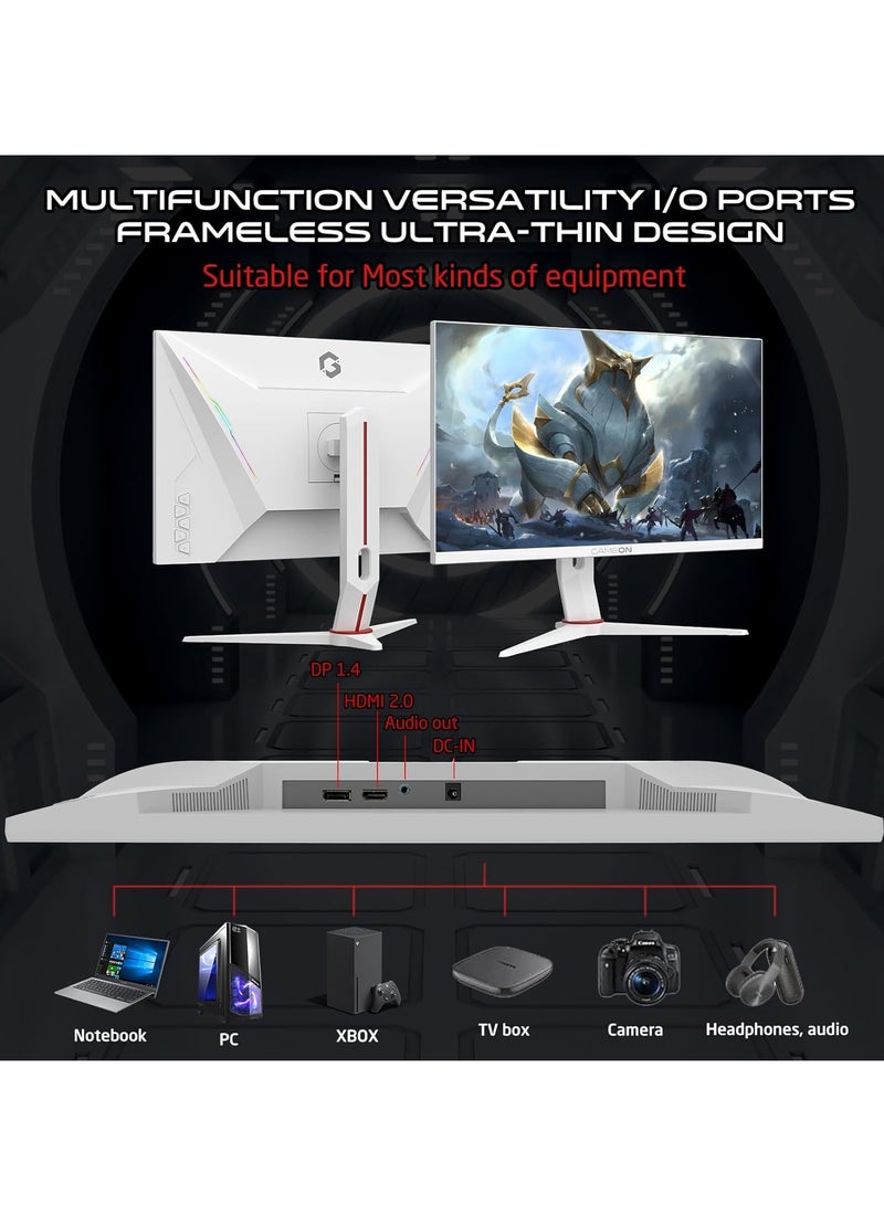 GameOn - Gaming Monitor GOA24FHD180IPS Artic Pro Series 24" Inch FHD, 180Hz, MPRT 0.5ms, Fast IPS HDMI Port Support Adaptive Sync Game Modes RGB Elements VESA PS5 White - Image 1
