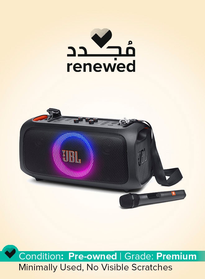 JBL Renewed - Partybox On-The-Go Essential Portable Party Speaker With Built-In Lights And Wireless Mic Black - Image 1