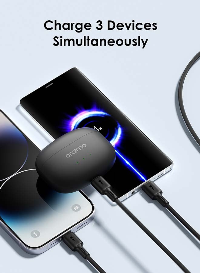 Oraimo 3 In 1 3A Charging Cable With Micro USB And Type-C Lighting Port Black - Image 3