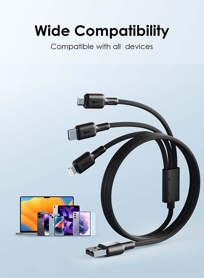 Oraimo 3 In 1 3A Charging Cable With Micro USB And Type-C Lighting Port Black - Image 5