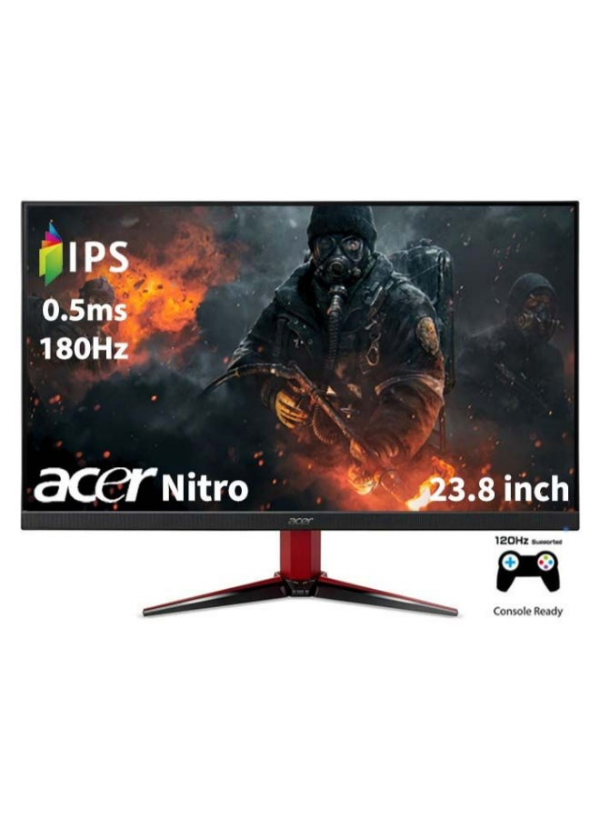 أيسر - شاشة Nitro VG240Y LED للألعاب مقاس 23.8 بوصة بدقة FHD (1920x1080)، تقنية لوحة IPS، وقت الاستجابة 0.5 مللي ثانية، معدل التحديث 180 هرتز، DisplayHDR 10، تقنية AMD FreeSync Premium، ZeroFrame، مكبرات صوت مدمجة - Image 1