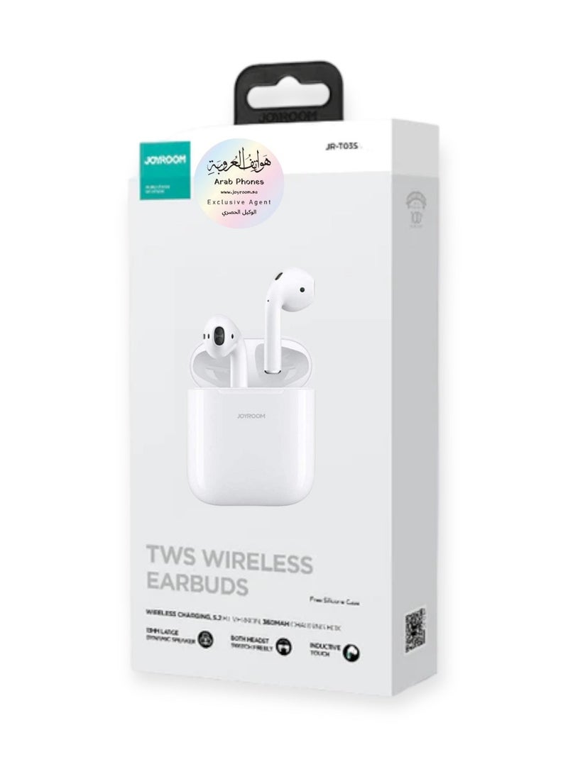 JOYROOM TWS Semi In-Ear Earphones Wireless Earbuds With Power Box Standard Version White  - Image 1