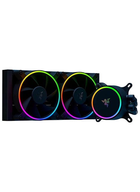 Razer Hanbo Chroma RGB All-In-One Liquid Cooler aRGB Pump Cap: Ultimate AIO Design - Quiet, aRGB Fans - Silent, Liquid Cooling - PWM Fan Controller Support - RGB Chroma aRGB - 240MM