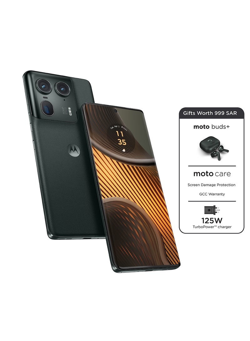 موتورولا هاتف Edge 50 Ultra 5G ثنائي الشريحة بلون رمادي غابي وذاكرة وصول عشوائي سعتها 16 جيجابايت + ذاكرة وصول عشوائي سعتها 16 جيجابايت وسعة 1 تيرابايت مع سماعات Moto Buds + حماية للشاشة لمدة 6 أشهر - إصدار الشرق الأوسط  - Image 1