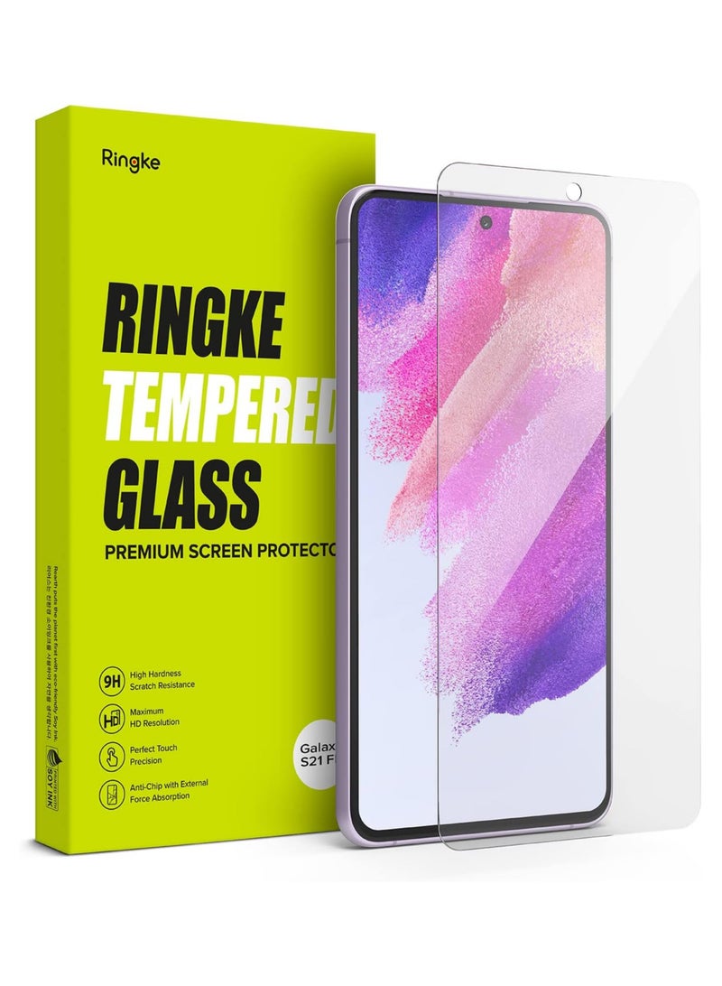 Ringke Tempered Glass Screen Protector Compatible With Samsung Galaxy S21 FE 5G Premium Glass Film 9H Hardness [2 Pack] Clear Clear  - Image 1