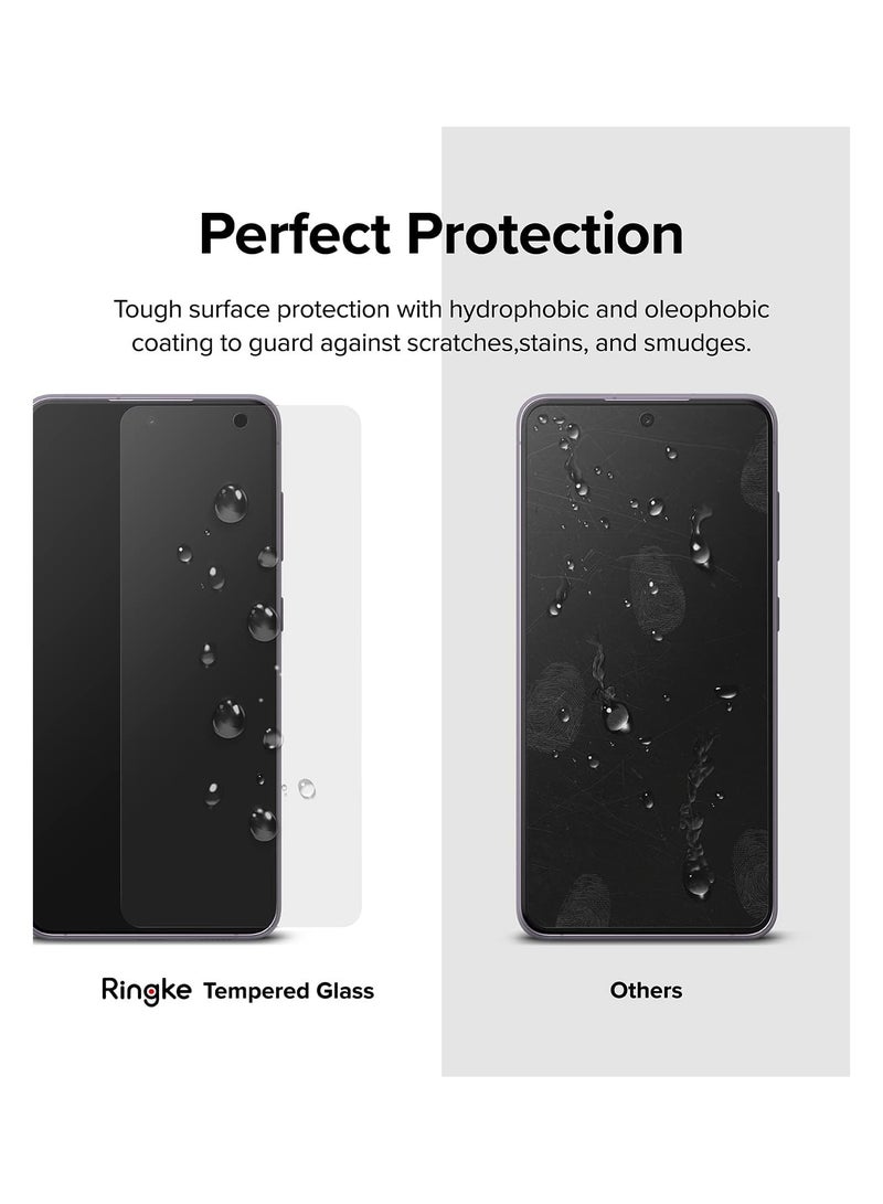 Ringke Tempered Glass Screen Protector Compatible With Samsung Galaxy S21 FE 5G Premium Glass Film 9H Hardness [2 Pack] Clear Clear  - Image 5
